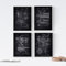 Nacnic Negro - Pack de 4 Láminas con Patentes de Cocina. Set de Posters con inventos y Patentes Antiguas. Elije el Color Que Más te guste.