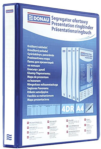 DONAU 2788304PL-10 Präsentationsringbuch Präsentationsordner Ringbuch Präsentation/Blau / 4-D-Ring-Mechanik-Mechanik DIN A4 Füllhöhe 30 mm/mit Taschen/ 1 Stück