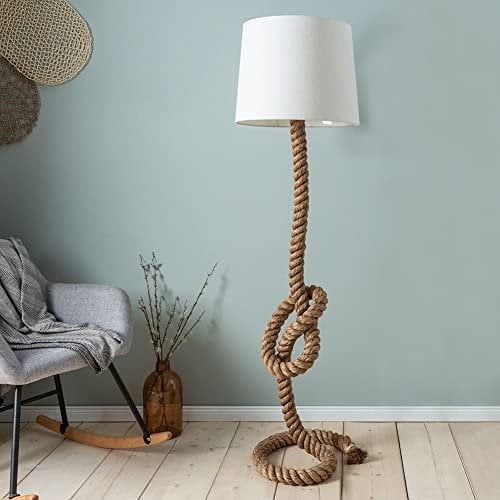 cagü Design Maritim Stehlampe [SCHIFFSTAU] Beige mit Knoten & Schlaufen Manilahanf Abaca handgeferigt 160cm