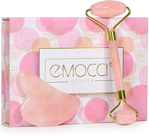 Jade Roller Gua Sha Viso Rose Quarzo Giada massaggio strumento di nuova versione naturale ringiovanisce pietra per anti-invecchiamento collo Wrinkgless