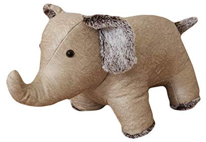 Large Grey Beige Colour Soft Padded Elephant Door Stop Wedge, Home Decor Heavy Weighted Doorstop