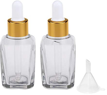 Haifly - 3 Botellas de Cristal cuadradas Transparentes rellenables con Embudo, 20 ml