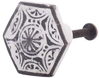 Knober Gußeisen Möbelknöpfe Vintage Landhausstil Shabby-Chic Schrankknopf Türgriff (Sechs-Eckig)