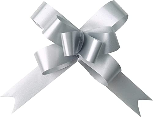 SHATCHI 30 mm/3 cm große Schleifen zum Ziehen von Geschenken, Weihnachtsbäume, Hochzeit, Geburtstag, Dekoration für Floristen, Silber, 30pcs