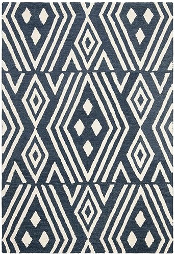 SAFAVIEH Traditionell Teppich für Wohnzimmer, Esszimmer, Schlafzimmer - Lauren Collection, Kurzer Flor, Schiefergrau und Elfenbein, 152 X 244 cm