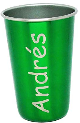 regalo grabado - Vaso Metálico Personalizado | Acero Inoxidable 500cc | Grabado Vertical con Texto | Ideal para Excursiones y Eventos | Colores, Metal