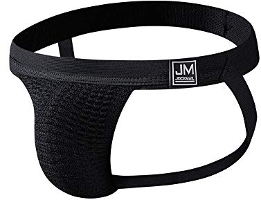 Herren Slips Suspensorium Sanft Herren Sportlich Suspensorium Sport Unterwäsche Slip Sportlich Jocks (L, Schwarz)