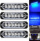 Defvnsy - Pack de 4 - Lumière stroboscopique ultra mince Bleu à 6 LED - Barre lumineuse à LED Mini barre lumineuse d'urgence 18 Mode clignotant 12V-24V pour véhicule ou camion universel