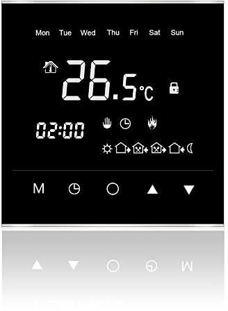 Termostato de diseño táctil Warm Life – Termostato digital programable con sensor de temperatura interno y sensor de suelo – Control de calefacción para suelo radiante, 16 A