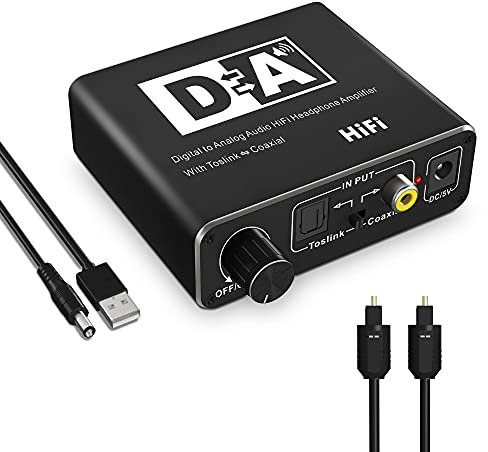 Convertitore Audio Digitale Analogico, Convertitore DAC 192kHz Digitale SPDIF Coaxial Toslink/Adattatore Audio Stereo da Ottico ad Analogico RCA R/L con Cavo per PS4 HD Blu Ray DVD TV Box