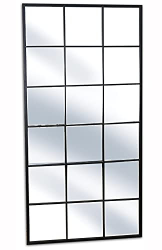 ArteHome Industrieller Fensterspiegel mit schwarzen Speichen und Stahlrahmen Loft Chicago 180/90 cm