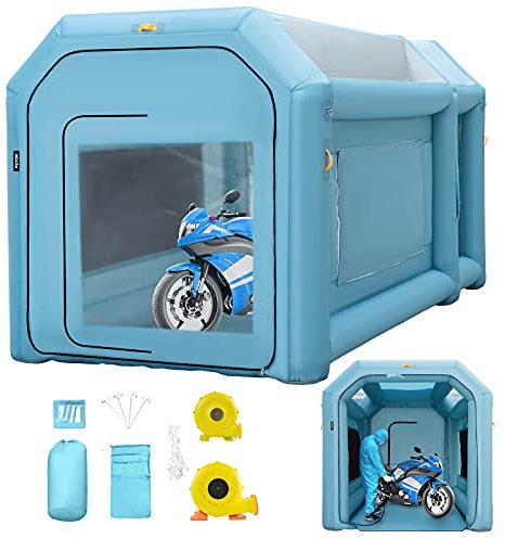 VEVOR Cabine Peinture Gonflable 4x2,5x2,5 m Tente Tunnel Pulvérisation Garage Tissu Oxford 210D PVC Souffleur Gonflage 680W Souffleur Ventilation 330W Tente pour Mécaniciens Automobile Pièces Voiture