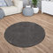 TT Home Teppich Wohnzimmer Kurzflor Anti-Rutsch Rückseite Einfarbiges Design Waschbar, Farbe: Anthrazit, Größe:160 cm Rund