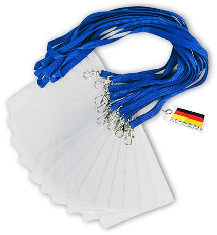 Schlüsselbänder aus Baumwolle mit Ausweishülle DIN A6 - twist4® (blau, 10 Stück)