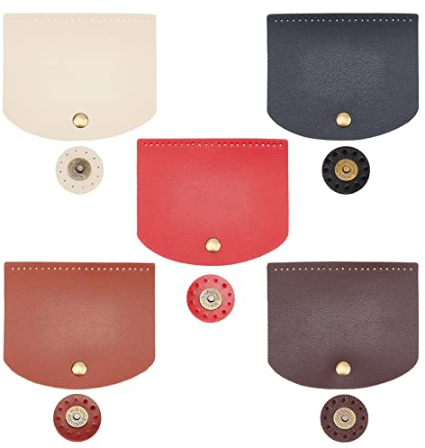 PandaHall 5 Farben Tasche Abdeckung12X10cm Rechteck Kunstleder Taschenverschluss Aufnähen Kunstleder Laschenverschluss Mit Legierungsschnalle Für DIY Handtasche Handtasche Umhängetasche 
