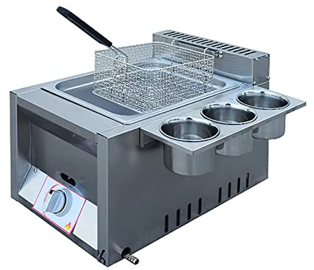 Deep Fryer Friggitrice A Gas da 12 Litri, Friggitrice Professionale da Banco a Gas da Banco in Acciaio Inossidabile Frittura Cestello Staccabili in Acciaio Inossidabile