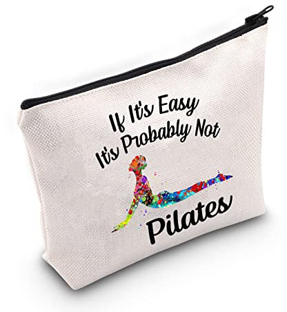 G2TUP Pilates-Liebhaber-Geschenk, wenn es einfach ist, es ist wahrscheinlich nicht Pilates-Make-up-Tasche, Pilates-Trainer und Trainer, Kosmetiktasche, Pilates-Lehrer, Pilates-Tasche, Weiß