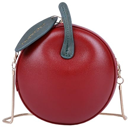 LUOZZY Handtasche in Apple-Form, Obstform, PU-Leder, Handtasche, Cartoon-Umhängetasche, verstellbarer Riemen, Apple-Clutch für Damen und Mädchen, Fuchsia, Rot/Ausflug, einfarbig (Getaway Solids), Size