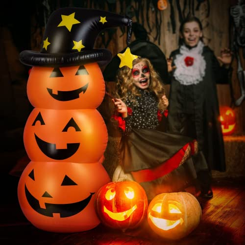 Halloween Inflatables Kürbis Deko, 140CM Kürbis Deko Draußen, Halloween Deko für Halloween Party im Outdoor und Innen, Hof, Garten, Rasen Dekorationen