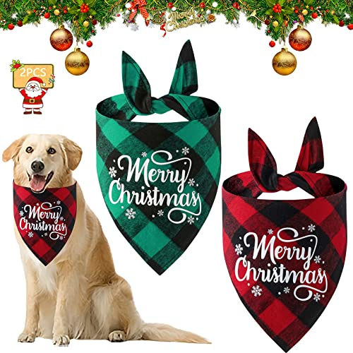 Hundehalstuch, Hundehalstuch Weihnachten, 2 Stück Hunde Halstuch, Hunde Weihnachtskostüm Zubehör, Halstuch Hund, Halstücher für Hunde und Katzen, Hundehalstuch für Haustier Weihnachten Geburtstag