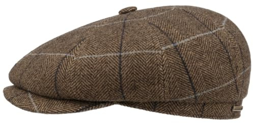 Stetson Hatteras Gallanger Flat Cap Wool Herringbone Pattern Made in EU Unisex Autumn Winter