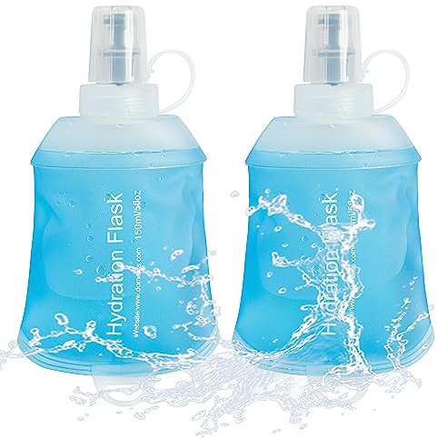 J.CARP 2 botellas de agua para correr de 150 ml, termo de hidratación plegable de TPU para ciclismo, senderismo, escalada, al aire libre, motocicleta
