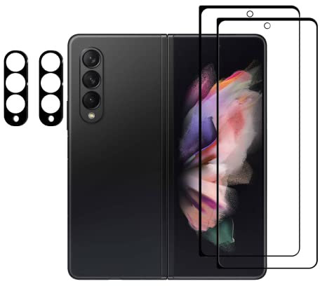 YISPIRIN Verre Trempé pour Samsung Galaxy Z Fold 3 5G, 2 Pièces Vitre Protection Écran et 2 Pièces Caméra Arrière Protecteur, Dureté 9H Protecteur D'écran pour Samsung Galaxy Z Fold 3 5G