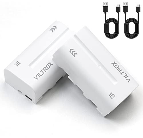 VILTROX NP-F550 Akku 2 Stück 2200mAh Ersatzakku für Sony F970 F960 F950 F770 F750 F570 F550 F330, Wiederaufladbarer Akku kompatibel mit Godox Neewer LED-Videoleuchte/Kameramonitor