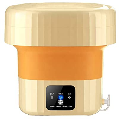 SPLAWN Mini Lavadora portátil de 6 l, Lavadora Plegable, Lavadora con Cesta, simulación de Lavado a Mano, Ahorro de Espacio, para Apartamentos, Camping, Viajes, Ropa Interior, bebés Yellow
