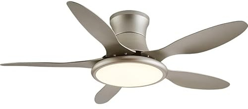 Tonhandisplay Silber/Grau SX023-122 Deckenventilator mit LED Beleuchtung mit Fernbedienung Lichtfarbe/Helligkeit einstellbar 6 Geschwindigkeiten, timer 2 Stunden Sommer-, und Wintermodus 54 W