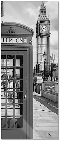 Pixxprint Glasbild Panorama, Wandbild aus Echtglas, Telefonzelle in London, 100x40 cm, inkl. Aufhängung und Abstandshalter