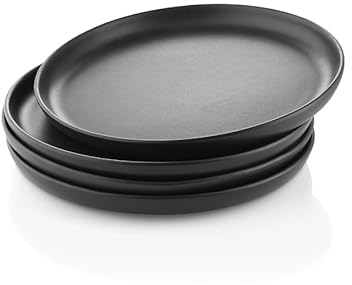 EVA SOLO | Nordic Kitchen Teller 25,4 cm | 4er Set | mikrowellen- & spülmaschinenfest | schwarzes Steinzeug geeignet für den täglichen Gebrauch | Dänisches Design, Funktionalität & Qualität | Schwarz