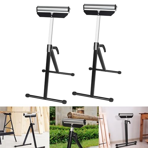 YRHome Lot de 2 tréteaux à roulettes réglables en hauteur de 68 à 107 cm avec pieds antidérapants Noir Charge max. 60 kg