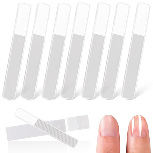 Nano Glass Nail Files for Natural Nails, 8 Pieces Glass Nail Shiner Kit Multi-Purpose Nail Buffer Crystal Nail Polisher Professional Manicure Tools for Home and Salon Use