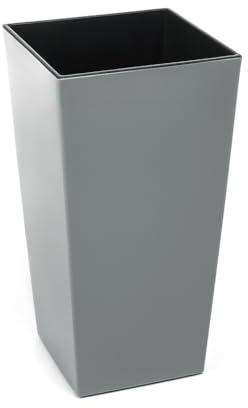 KAGM Blumenkübel mit herausnehmbarem Einsatz. Aus robustem Kunststoff in Hochglanz Grau 24 x 24 - H= 46,5
