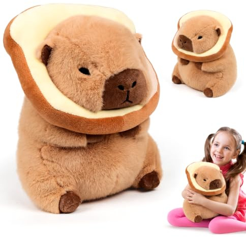 xinrongda Capybara Kuscheltier Capybara Plüschtier, Capybara Plüschtier mit Brote Spielzeug, Stofftier Plushie Stofftier Geschenk für Kinder Jungen Mädchen