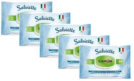 CT-TRONICS Camon Lot de 5 lingettes nettoyantes pour chiens et chats (ylang-ylang)