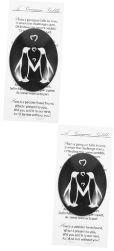 Alipis 2 Sets Valentine Penguin Hug Glass Artwork Penguin Animal Pebble for Special Hug Pocket Decor