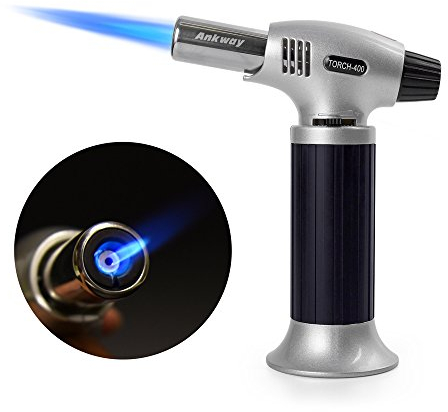 Ankway Flambierbrenner Bunsenbrenner Blowtorch mit Sicherheitsschloss, Einstellbarer und Nachfüllbarer Küchenbrenner für Hausgemachte Creme Brulee, Dessert, Camping, Grillen (Butane Not Included)