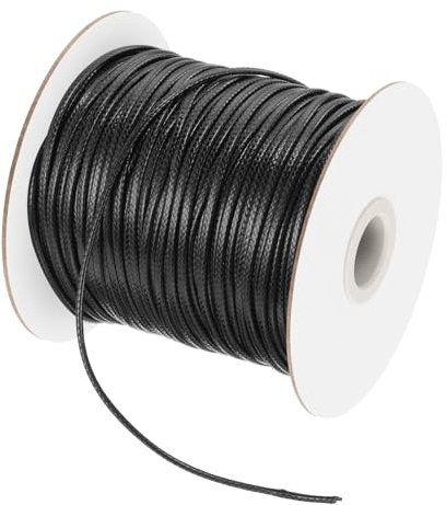 sourcing map Waxed Cord 3mm Waxed Polyester Cord 44 Yard Wax String for Bracelet Making, Necklaces, Beading, Jewelry Making and DIY Crafts(Black)