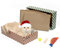 Conlun Katzenkratzbox mit 4 Kratzbretter Katze&2 Separaten Katzen Kartons&1 Katzenball&1 katzenminze Spielzeug, 2-in-1 Kratzpappe für Katzen zum Kratzen&Ausruhen, Set