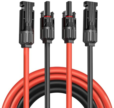 4mm² Solar Panel Extension Cable, 1/2/3/5M Solar Cable Extension, Photovoltaic Cord Wire with Female and Male Connectors Adapter Kit for Photovoltaic Panel (4MM²5M)