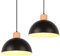 iDEGU 2 Stück Hängelampen Retro E27 LED Hängeleuchte Moderne Skandinavisch Deckenleuchte aus Metall Holz Pendelleuchte für Schlafzimmer Esszimmer Küche Restaurant (25cm, Schwarz, 2 Lampen)