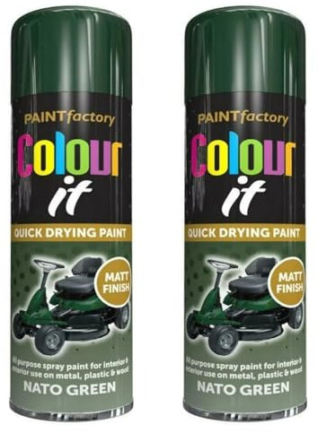 PNJB All-Purpose Nato Green Aerosol Spray Paint, Quick Drying Spray, Fast Dry and Excellent Coverage for Wood, Metal, Plastic, 400ML (2PCS)