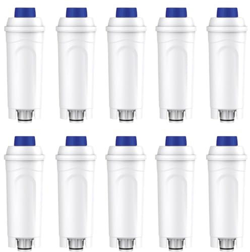Lot de 10 filtres à eau pour machines à café DeLonghi Magnifica, ECAM, Eletta, Dinamica, ETAM, EC, BC, DLSC002, SER3017 et 5513292811, compatibles avec les machines à café et à expresso