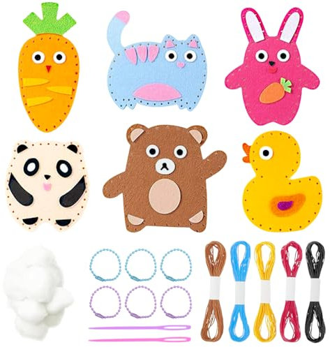 Nähsets für Kinder im Alter von 8–12 Jahren. Sew Fun Kids. Niedliches Näh- und Bastelset mit Tiermotiven. Nähset zum Spielen und Lernen. Nähsets für Kinder für Anfänger (6 PCS)