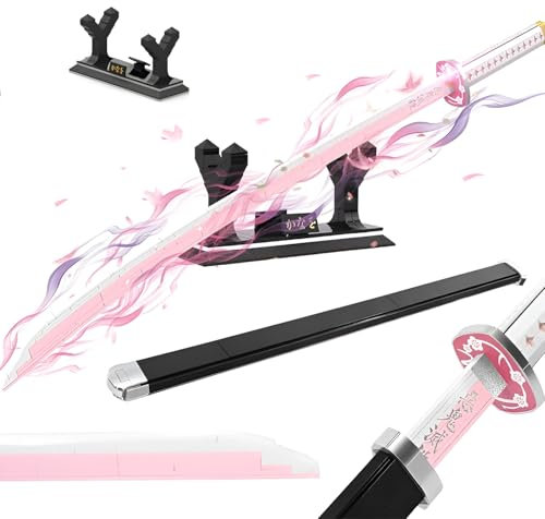 Dämonentöter Schwerter Bausteine Bausatz, 706Stück Tsuyuri Kanao Schwert Baukasten mit Scabbard Stand, Anime Fan Cosplay Schwert Katana Samurai Model Spielzeug, Ideen Geschenk für Kinder Erwachsene(D)