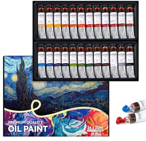 LIGHTWISH Ölfarbe, 24 x 20 ml, lebendige Farben, ungiftige Ölfarben für Erwachsene, Anfänger, professionelle Leinwandmalerei