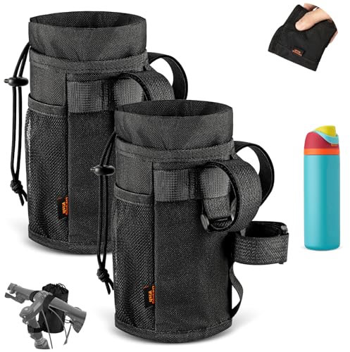 Desing Wish 2 Pièces 12-24oz Porte Gourde Velo sans Vis Bidon Porte Velo avec Poche en Maille Porte Gourde VTT Bouteille Vélo Guidon Poussette Porte Gourde Scooters Fauteuil Roulant Randonnée