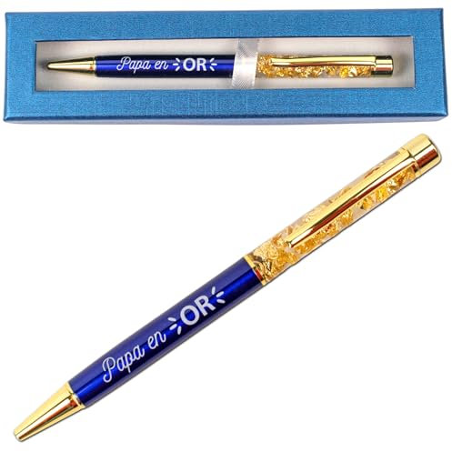 Ernestine - Stylo Papa en Or - boitier stylos cadeau Papas - cadeaux fête des pères - idée anniversaire père originale - accessoire pere personnalisé - idee pour homme original Noël et fêtes
